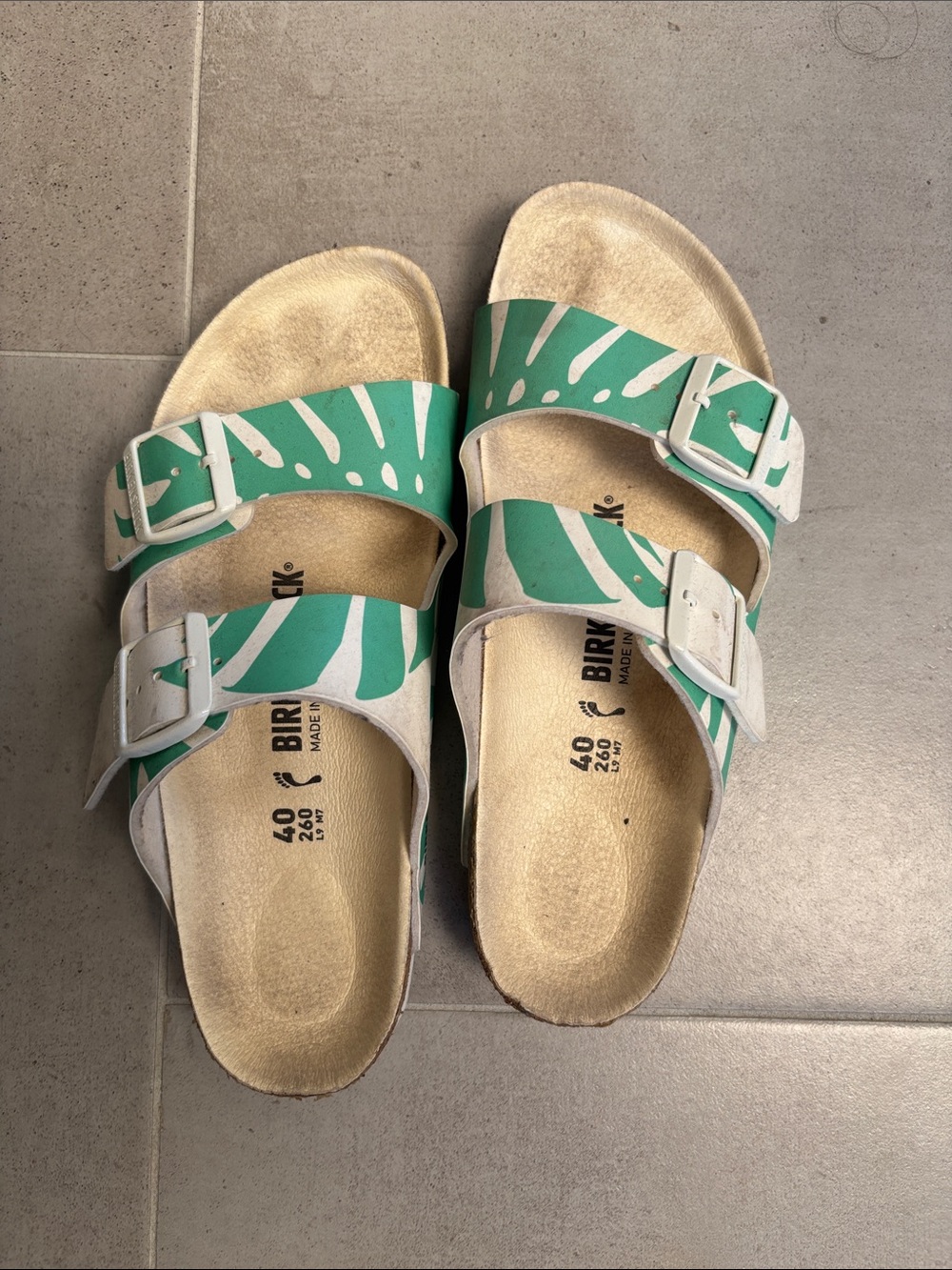 Birkenstock Arizona Two-Strap Sandal - Green & White Pattern